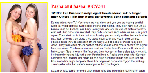 Promotions Company #CV341, #CV342: Pasha and Sasha /    (Page Promotions MastOnly) [2008 ., Teen, twins, dildo, fingering, cheerleeders, DVDRip]